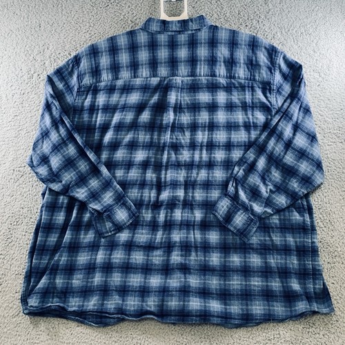 HB Harbor Bay Flannel Shirt Men's Long Sleeve Button Up Cotton Plaid Blue 4XL - Picture 2 of 10