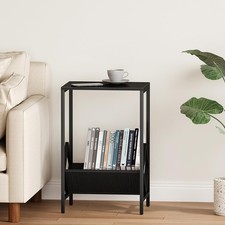 2 Tier End Table Side Table Record Player Stand with Storage Up to 100 Albums...