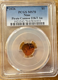 PCGS MS70 NIUE PIRATE CANNON 22KT AU