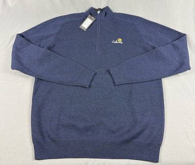 Galvin Green Golf Sweater Chester Chest Logo 1/4 Zip Large Navy Wool MSRP $200
