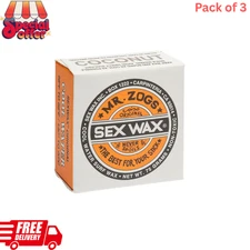 Mr. Zogs Original Sexwax Cool Water Coconut Surfboard Wax White 85g Pack of 3