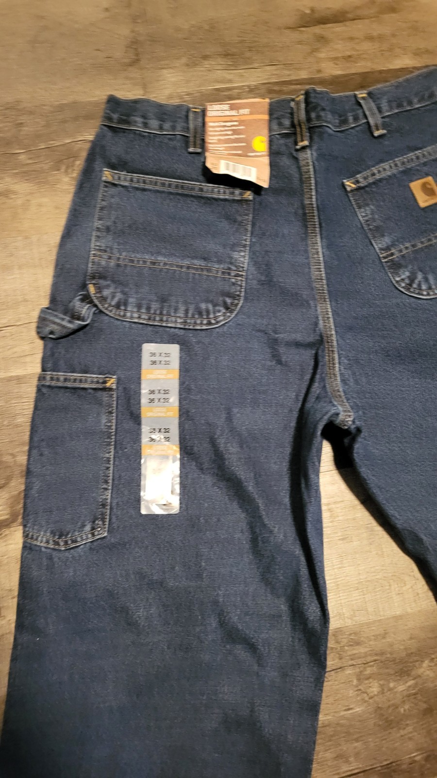 Carhartt Mens B13 DST Work Dungaree Loose Original Fit Jeans 36 x 32 Blue thumbnail 4