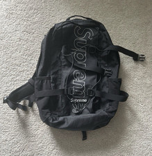 FW 18 Supreme Black Logo Backpack Extremely U...