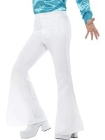 Flared Trousers Herren Weiß, Smiffys, Halloween, Karneval, KostüM