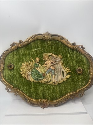 VINTAGE ITALIAN 3D WALL ART VELVET EMPIRE ART PRODUCTS  19''X 15''MADE IN ITALY