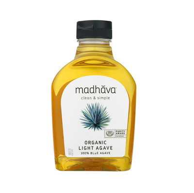 Madhava Organic 100% Blue Agave Sweetener Sugar Substitute, 23.5oz Bottle.