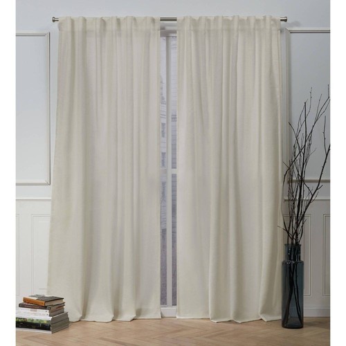 Set of 2 (96"x54") Faux Linen Slub Back Tab Light Filtering Window