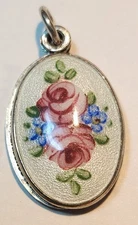 Mother Mary/ Roses Enamel Mini Slide Pendant John Greed 925 Silver