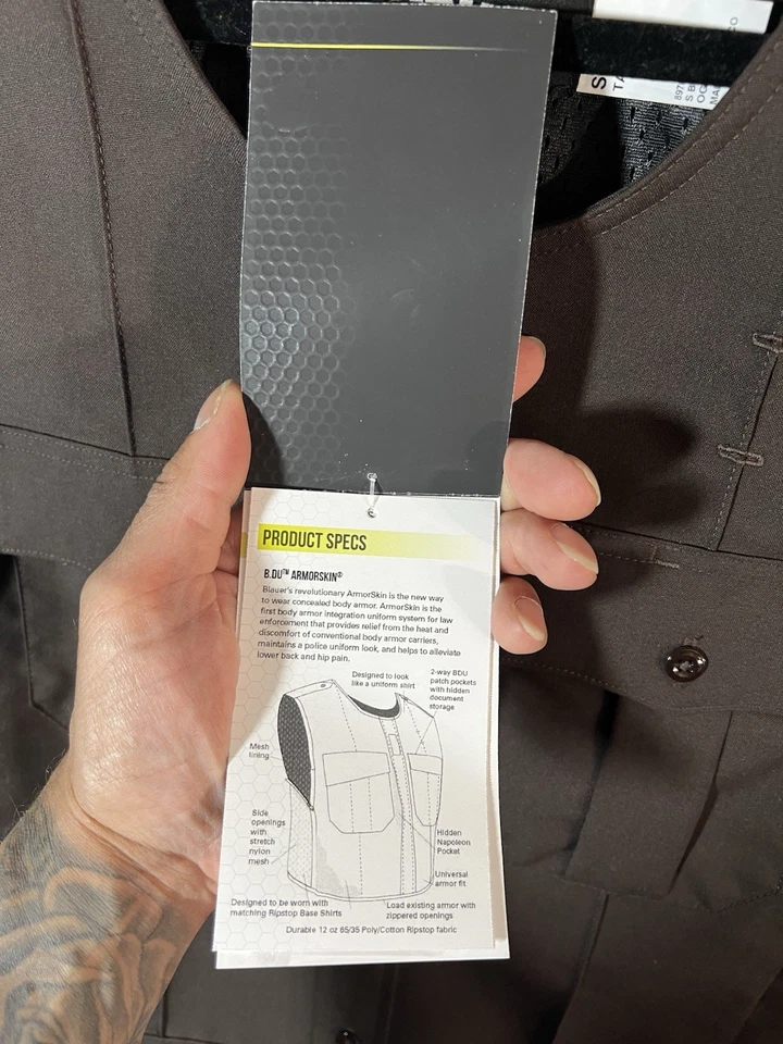 SM/MED TALL BLAUER 8970 RAYON ARMORSKIN VEST OUTER ARMOR CARRIER SHERIFF BROWN - Image 3 of 4