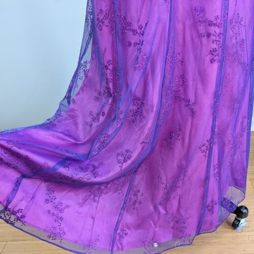 Vintage Zum Zum Prom Dress Maxi Gown 12 Purple Fairy Goth 90s Y2K Mesh Floral - Picture 3 of 12