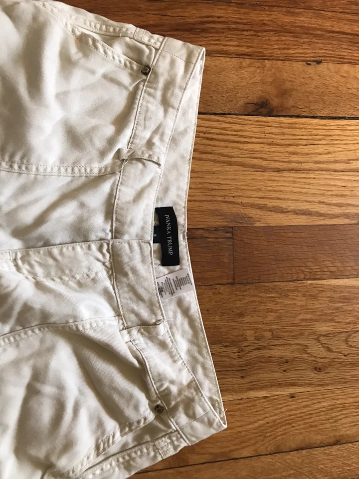 IVANKA TRUMP 短裤 6 码米色口袋人造丝远足海滩女式舒适 — 第 2/4 张图片