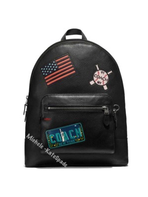 Coach F23251 Black West Backpack With American Dreaming Patches  