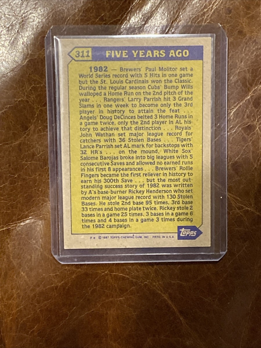 1)1987 TOPPS RICKEY HENDERSON TURN BACK THE CLOCK ERROR #311