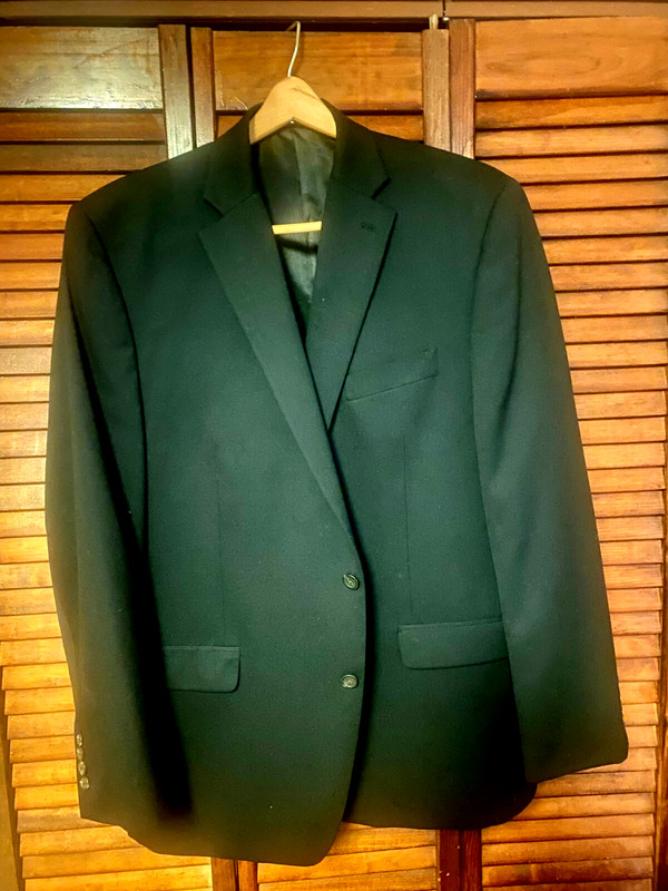 Chaps Men's 100% Wool BLACK Blazer Jacket 46R  Two Button
