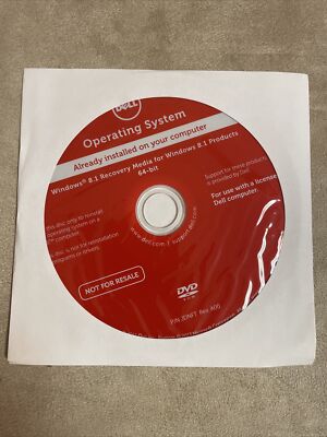NEW - QEM Dell Operating System Windows 8.1 Recovery Media 64 Bit DVD #0RGH4G