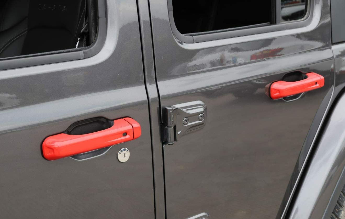Exterior Door Handle Cover Grab Handle Trim Bezel for Jeep Wrangler JL JT 18+Red
