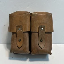 Vintage Yugo Yugoslavian Military Dual Leather Ammo Pouch Field Gear