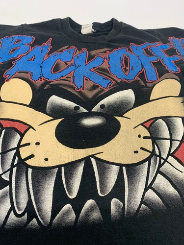 T-Shirt Vintage Looney Tunes 1997 Nera Back Off Uomo A76 TAGLIA Youth M - Foto 11 di 11
