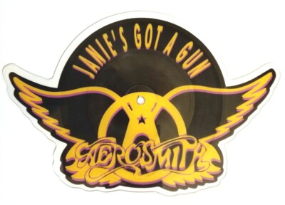 MINT! AEROSMITH JANIE'S GOT A GUN 1989 UK SHAPED VINYL PICTURE DISC