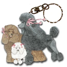 Poodle Keychain Wooden