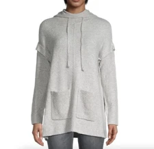 SAKS FIFTH AVENUE Oversized Hooded Pullover Sweater Size XS Tunic Gray