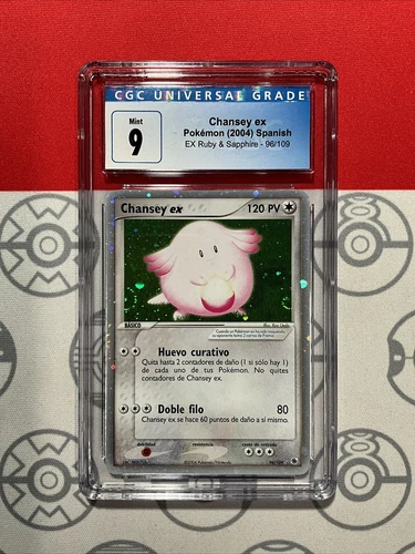 CGC 9 2003 Pokemon Chansey Ex SPANISH Ruby & Sapphire Ultra Rare Holo 96 8026