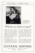 1925 General Motors: What Car Shall We Buy Vintage Print Ad