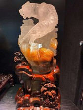 46.8LB Rare Top Large Natural Rutile Quartz Tiger Carved crystal reiki Decor