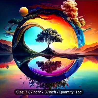 Colorful Tree 5D Diamond Painting With Storage And Tags