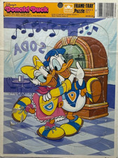 Disney Donald Duck  Daisy Duck Dance Frame-Tray Puzzle Cardboard Golden Vintage
