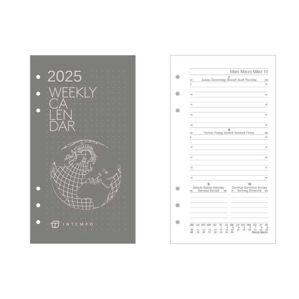 InTempo Ricambio Forato Agenda Settimanale 17X10 2025