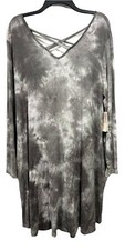 A Beautiful Soul Tunic Dress Size 14/16 Tie Dye Dusty Olive Stretch L/S NWT