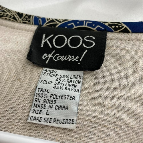 Koos Of Course Women's Oversized Striped Linen Art To Wear Boho Blazer Size L - Picture 2 of 12