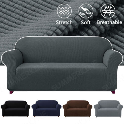 1/2/3 Seater Slipcover Solid Color Sofa Covers Stretch Couch Furniture Protector Thumbnail Picture