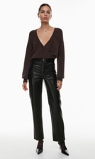 Wilfred Aritzia The Melina Faux Vegan Leather Straight Leg Pants Size 6 Black