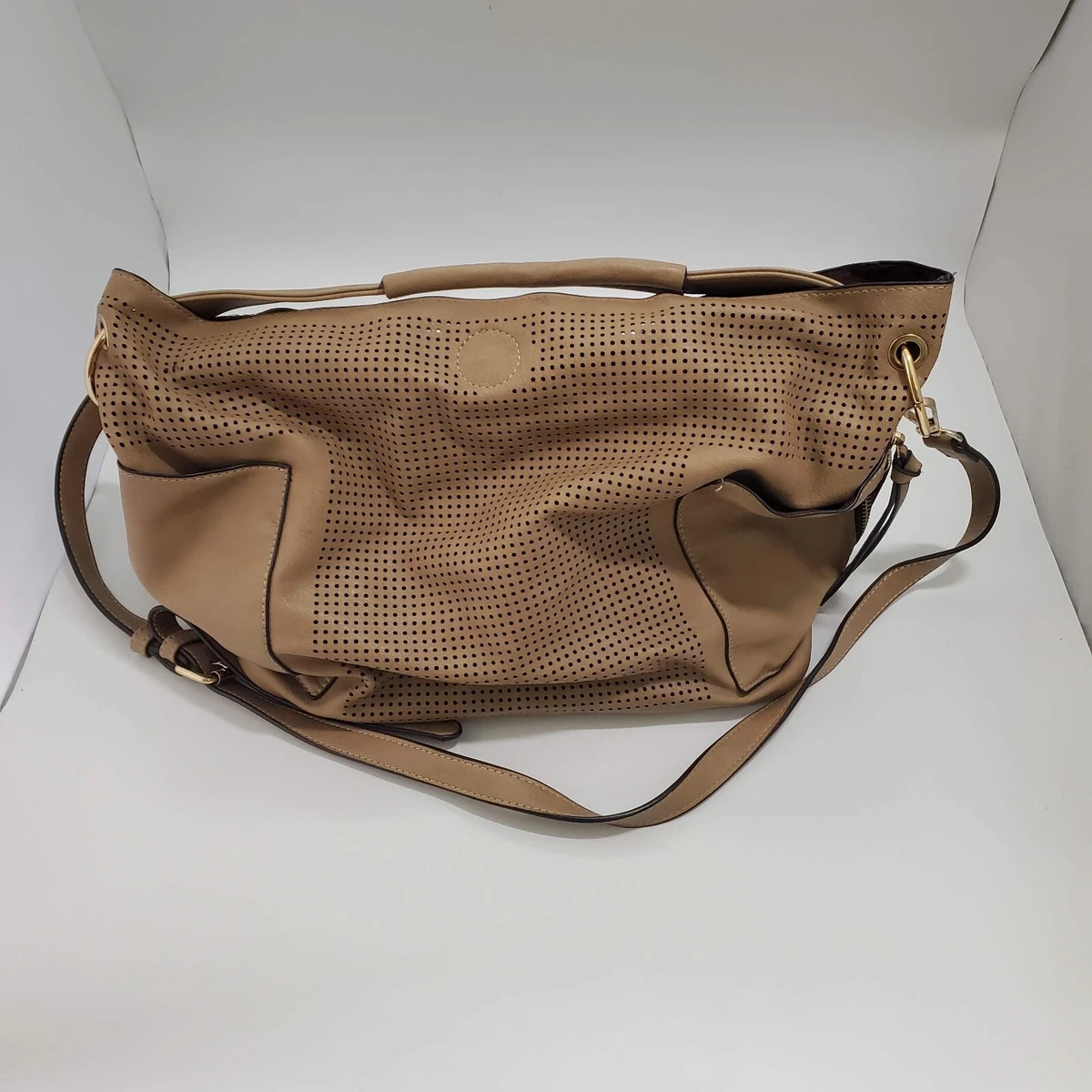 Le Miel NWT Vegan Tan beige Faux Leather Tote Purse Bag with