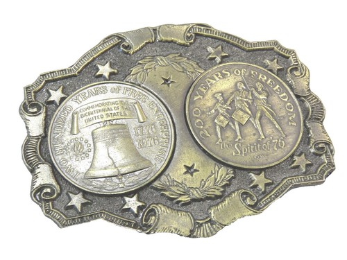 VINTAGE 1970s EVANS 45TH ANNIVERSARY BRASSTONE BELT BUCKLE  display picture 1