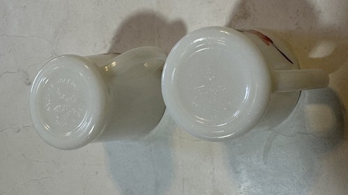 Anchor Hocking Fire King Floral Milk Glass Coffee Mugs Set Of 2-8 Oz.&&& - Picture 3 of 3