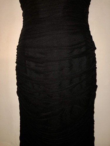 TADASHI COLLECTION BLACK FORMAL SATIN DRESS SZ M STRAPLESS RUCHED BANDED DRAPED - Picture 9 of 12