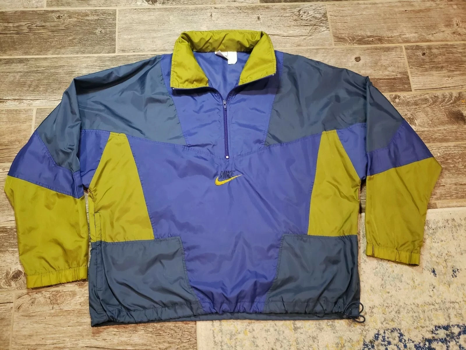Vintage Nike Windbreaker Jacket Mens XL Gray Tag Color Purple, Blue, Green 90s