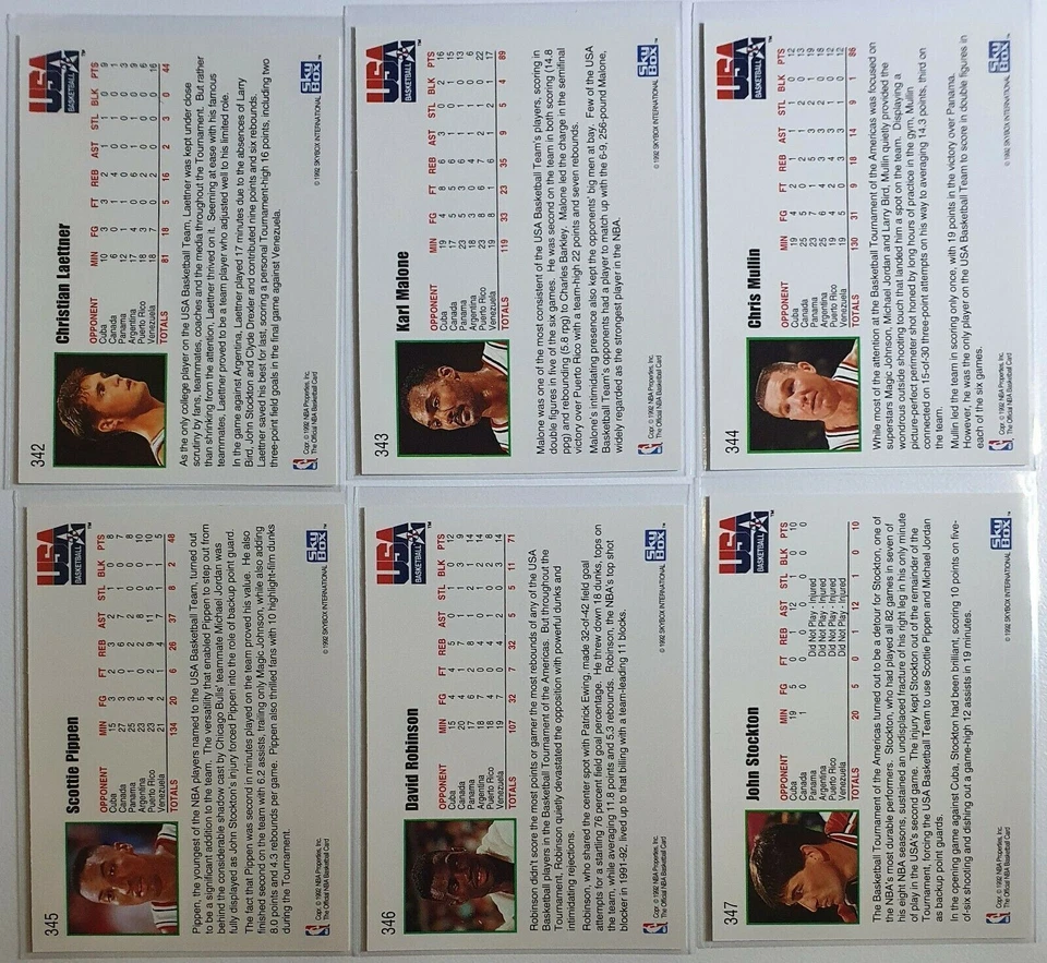 1992 Hoops USA Basketball Dream Team JUEGO COMPLETO DE 12 CARTAS "Torneo América" Foto 4 de 4