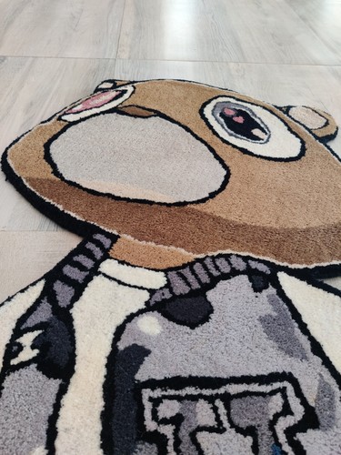 100% Wool 2 x 4 ft Hand Tufted Rug for Kids Teens Kanye West Graduation Bear - Picture 6 of 23