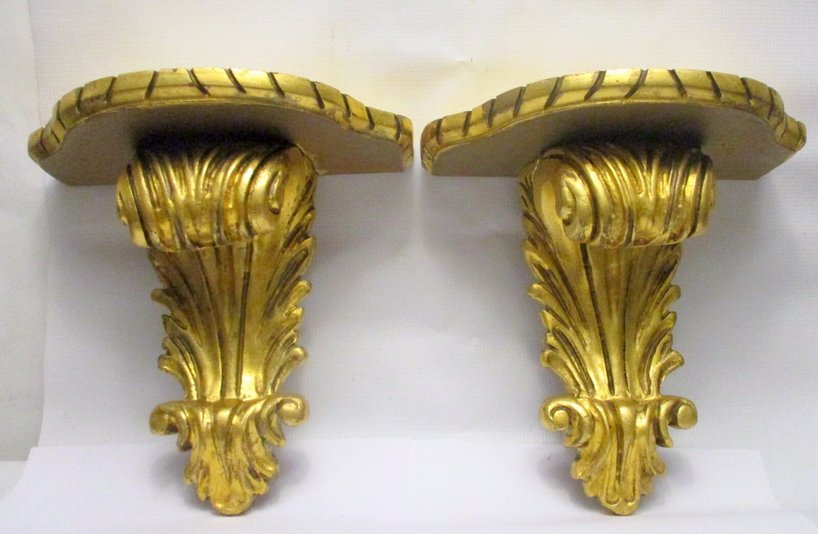 Antique Large CARVED WOOD BRACKETS SHELVES GILT GOLD Italian French