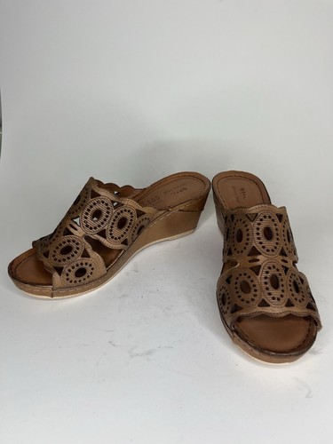 Spring Step Shoes Sandals Wedges Slides Women Size 38 US 7 Brown Leather - Picture 13 of 18