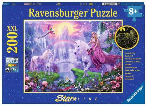 Ravensburger Puzzle 200pc XXL Unicorn Kingdom Glow in the Dark