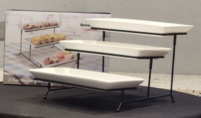 Benevolence 3-Tier Rectangular Serving Tray Set Ceramic Stoneware