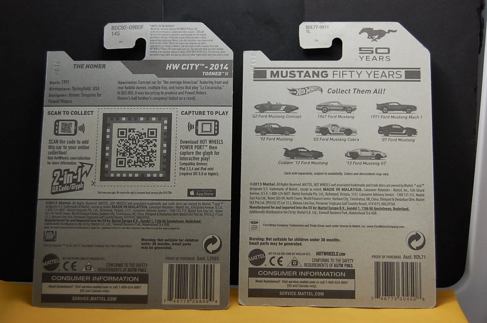 Coche Hot Wheels 2014 (2) Los Simpson "El Homero" + Mustang '92 lote de 50 años muy buen estado Foto 2 de 4