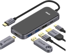 QGeeM USB C Hub 5 in 1 Multi-Port Digital AV Adapter 4K HDMI, 100W Black 