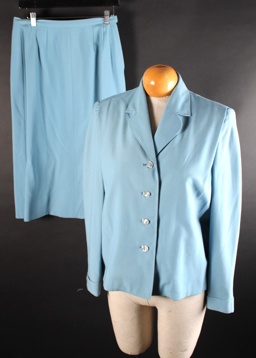 Vintage 1960s Baby Blue Wool Skirt Suit Women's Size Medium | eBay