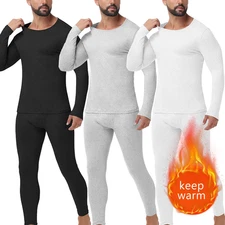 Men's Thermal Underwear Winter Soft Long Johns Fleece Lined  Base Layer Set Warm